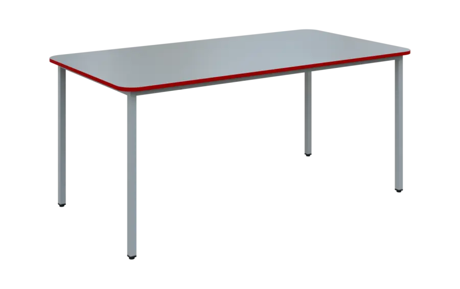 JSBR 170N Jídelní stůl 1700 x 900 mm, deska šedá s hranou červená flamengo / podnož stříbrná